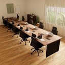 Ver imagem 1 de Mesa Escritório Estação 10 Lugares 6 M Pé Painel Nog Pr F5 Cor:nogal com Preto