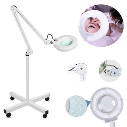 LUPA ESTETICA LUMINARIA ARTICULADA ALUMINIO RODINHAS TRIPE 120 LEDS AUMENTO 10X MANICURE BRANCA - 1