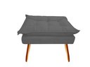 Ver imagem 4 de Kit 2 Poltronas + Puff Decorativo Opala Suede Cinza Pés Madeira Mz Decor