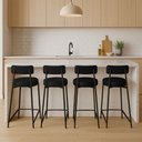 Ver imagem 1 de Banqueta Cozinha Alta com Encosto Industrial Champanhe Kit 4 Londres Pu D03 - D'Rossi