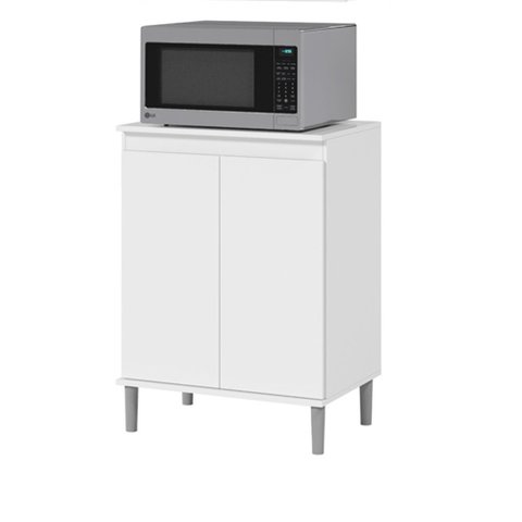 Balcão Microondas Multiuso Cozinha Branco EJ Móveis