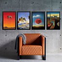 Ver imagem 1 de Kit 4 Quadros Artes Salvador Dalí 45x34cm:madeira Preta