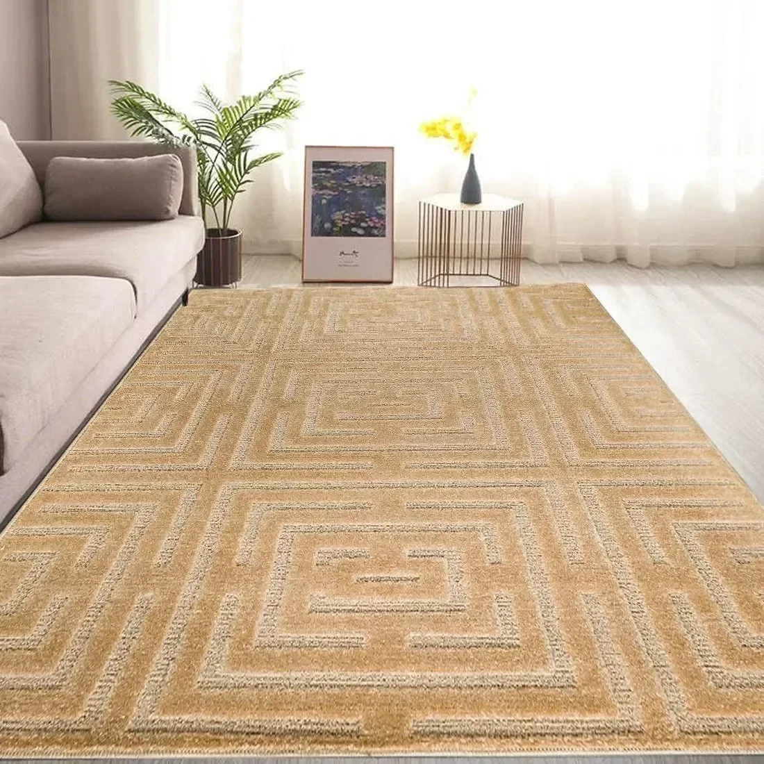 Tapete Sala 200x250 Cm Alto Relevo Realce Eden 72 Bege