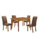 Ver imagem 3 de Conjunto de Jantar Liz 4 Lugares Tampo MDF Cadeiras Veludo Bege 120cm Moderna