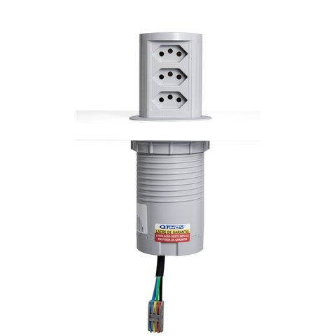 Torre de Tomada Automática 3 Tomadas Ultra Potência Fio 4mm Cinza