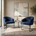 Ver imagem 1 de Kit 2 Poltrona Decorativa Moderno Base Aço Preto Cor Azul Marinho
