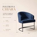 Ver imagem 3 de Kit 2 Poltrona Decorativa Moderno Base Aço Preto Cor Azul Marinho