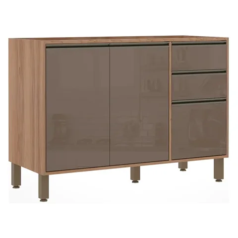 Balcão Pia Cozinha 1,20 m 2 Portas 2 Gavetas 1 Gavetão - Módulo Cozinha Mel - Luciane 1304:Graff