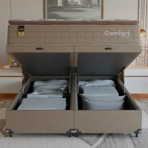 Ver imagem 6 de Cama Box Baú Queen + Colchão Comfort Class Pillow Top Bege/suede Bege
