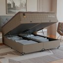Ver imagem 1 de Cama Box Baú Queen + Colchão Comfort Class Pillow Top Bege/suede Bege