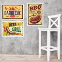 Ver imagem 1 de Kit 3 Quadros Placas Vintage Churrasco 24x18cm:moldura Branca