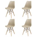 Ver imagem 5 de Kit 4 Cadeiras Saarinen Dsw Estofada Base Madeira Sala Cozinha Jantar La Mobilia