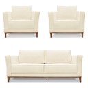 Ver imagem 1 de Kit 2 Poltronas e Sofá Living 2 Lugares 1,70m Vega Linho Pés Castanho - Pallazio Cor:Areia