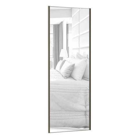 Porta de Correr Individual 80cm com Espelho, Puxador Inox e Kit Ferragem Prime Luciane