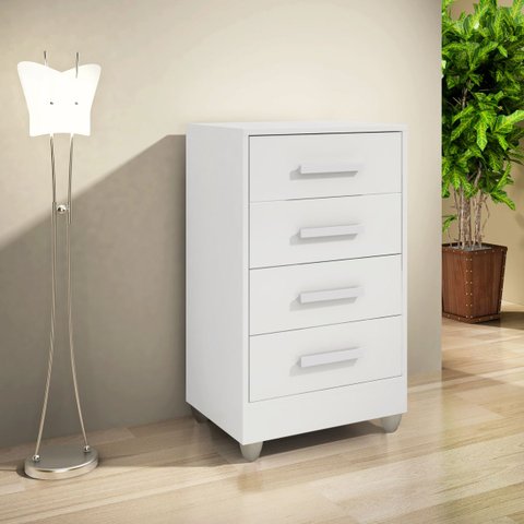 Cômoda Quarto Multiuso Compacta 4 Gavetas - Branco