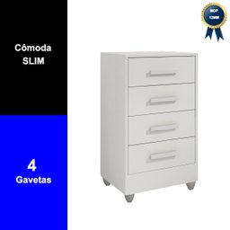 Cômoda Quarto Multiuso Compacta 4 Gavetas - Branco - 3