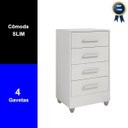 Ver imagem 3 de Cômoda Quarto Multiuso Compacta 4 Gavetas - Branco