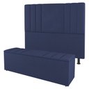 Ver imagem 1 de Kit Cabeceira e Baú Cama Box Queen Size Grace 160cm Suede Azul - Desk Design