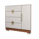 Ver imagem 3 de Cômoda Sapateira Búzios 1 Porta 4 Gavetas Branco/camarim - Panorama Móveis