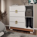 Ver imagem 2 de Cômoda Sapateira Búzios 1 Porta 4 Gavetas Branco/camarim - Panorama Móveis