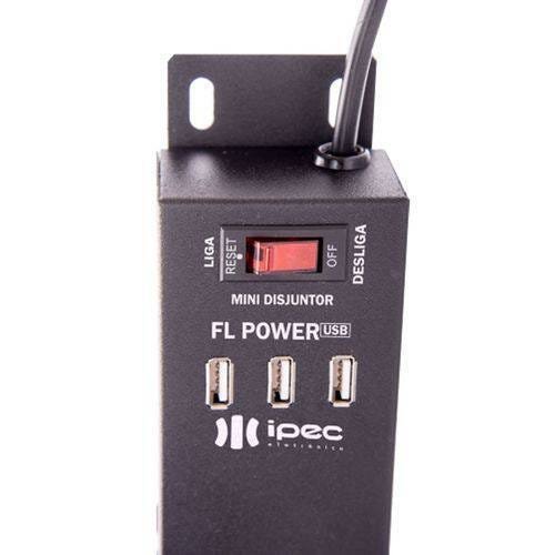 Filtro Linha Metálico 6 Tomadas FL Power Com 3 Entrada USB IPEC Azul - 2