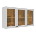 Ver imagem 1 de Armário Aéreo 120cm Portas de Vidro Reflecta Cozinha Aurora Cor:branco