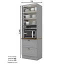 Ver imagem 2 de Torre Quente 71,5cm para 1 Forno 2 Gavetas 2 Portas Americana Henn - Cinza/nature