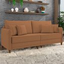 Ver imagem 1 de Sofá 3 Lugares Living 232cm Pé Madeira Zoe Linho Terracota Z08 - Mpozenato