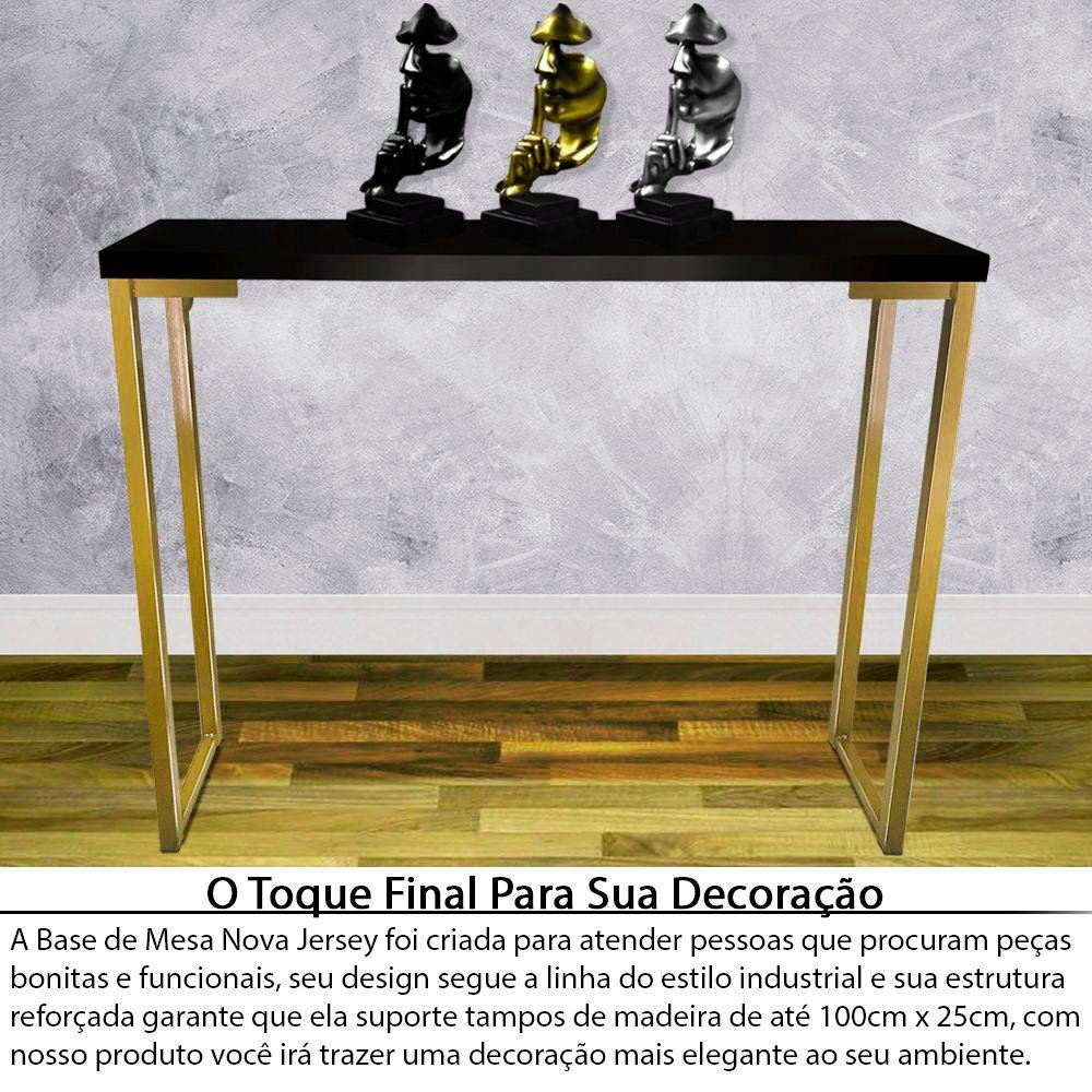 Base Pés para Aparador Mesa para Tampos de até 100cm X 25cm - Dourado - 2