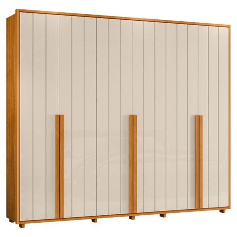Guarda Roupa Casal Volpi 6 Portas Mdf 278 Cm Cinamomo Off White Madetec