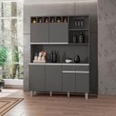 Ver imagem 3 de Kit Cozinha Compacta 6 Portas 130 Cm Alice Cinza Reajl Móveis