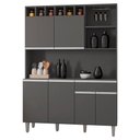 Ver imagem 1 de Kit Cozinha Compacta 6 Portas 130 Cm Alice Cinza Reajl Móveis