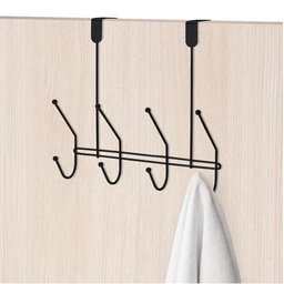 Suporte Multiuso Cabide de porta 4 ganchos Cabideiro Arthi - Preto - 2