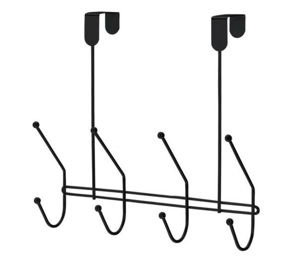 Suporte Multiuso Cabide de porta 4 ganchos Cabideiro Arthi - Preto