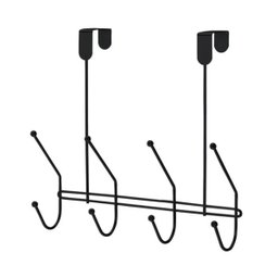 Suporte Multiuso Cabide de porta 4 ganchos Cabideiro Arthi - Preto - 1