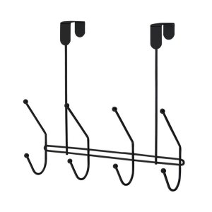 Suporte Multiuso Cabide de porta 4 ganchos Cabideiro Arthi - Preto