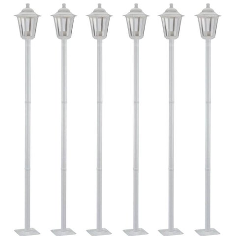 Conjunto 6 Luminárias Externas Poste de Jardim 1,71m Vintage Colonial Branco Dital