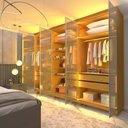 Ver imagem 3 de Guarda Roupa 6 Portas Casal Reflecta Led Imperatriz Naturale - Gelius