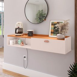 Aparador Parede Classic 90 Cm Mesa Café Nicho Multiuso Decoração Escritório Hall Entrada Sala - - 5