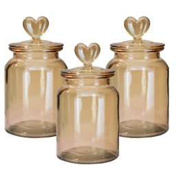Kit 3 Potes Vidro Âmbar Decor Afeto Coração 1 Litro - Tuut - 6