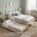 Ver imagem 1 de Cama Solteiro Ferro Bruna 100% Aço Industrial Reforçada com Cama Auxiliar e Colchão - Branco