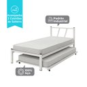 Ver imagem 3 de Cama Solteiro Ferro Bruna 100% Aço Industrial Reforçada com Cama Auxiliar e Colchão - Branco