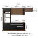 Ver imagem 3 de Armário de Cozinha Completa 290cm Rustic/Preto/Rustic Safira Madesa 14