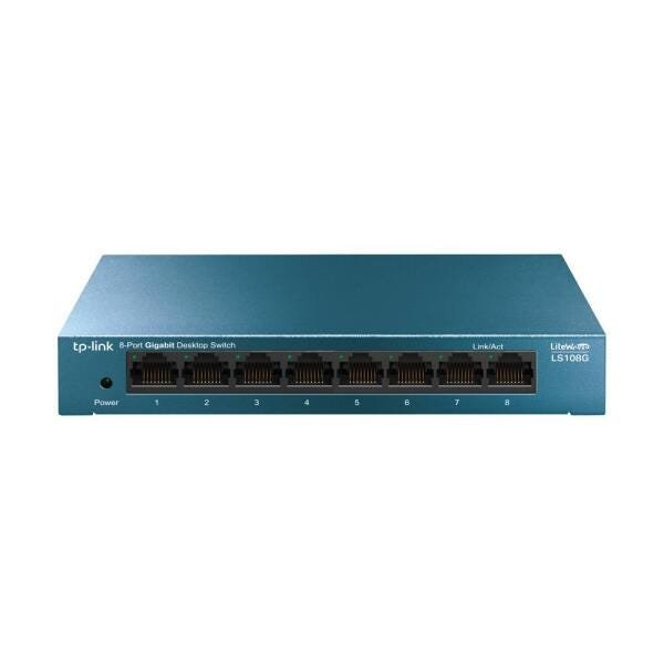 Switch de Mesa TP-Link Gigabit Lite Wave com 8 Portas Ethernet 10/100/1000 Mbps, LS108G