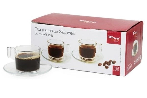 Conjunto de Xícaras de Vidro 12 Peças 90 ml Kit com Pires - Wincy é boa?