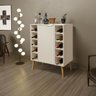 Aparador Buffet Bar Adega para 10 Garrafas Porta Retrô Pés Madeira Dubai:off White - 2
