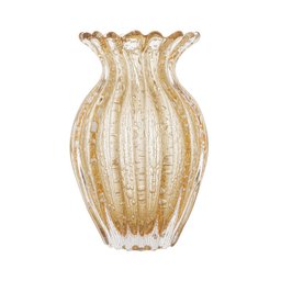 Vaso de Vidro Murano Canelado Italy Âmbar 23,5x15,5cm Lyor - 5