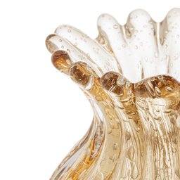 Vaso de Vidro Murano Canelado Italy Âmbar 23,5x15,5cm Lyor - 2