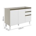 Ver imagem 3 de Balcao para Pia 2p 3g 120cm Mdf Kali 16417 Bianco Toq Branco Uv Nicioli
