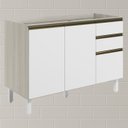 Ver imagem 2 de Balcao para Pia 2p 3g 120cm Mdf Kali 16417 Bianco Toq Branco Uv Nicioli